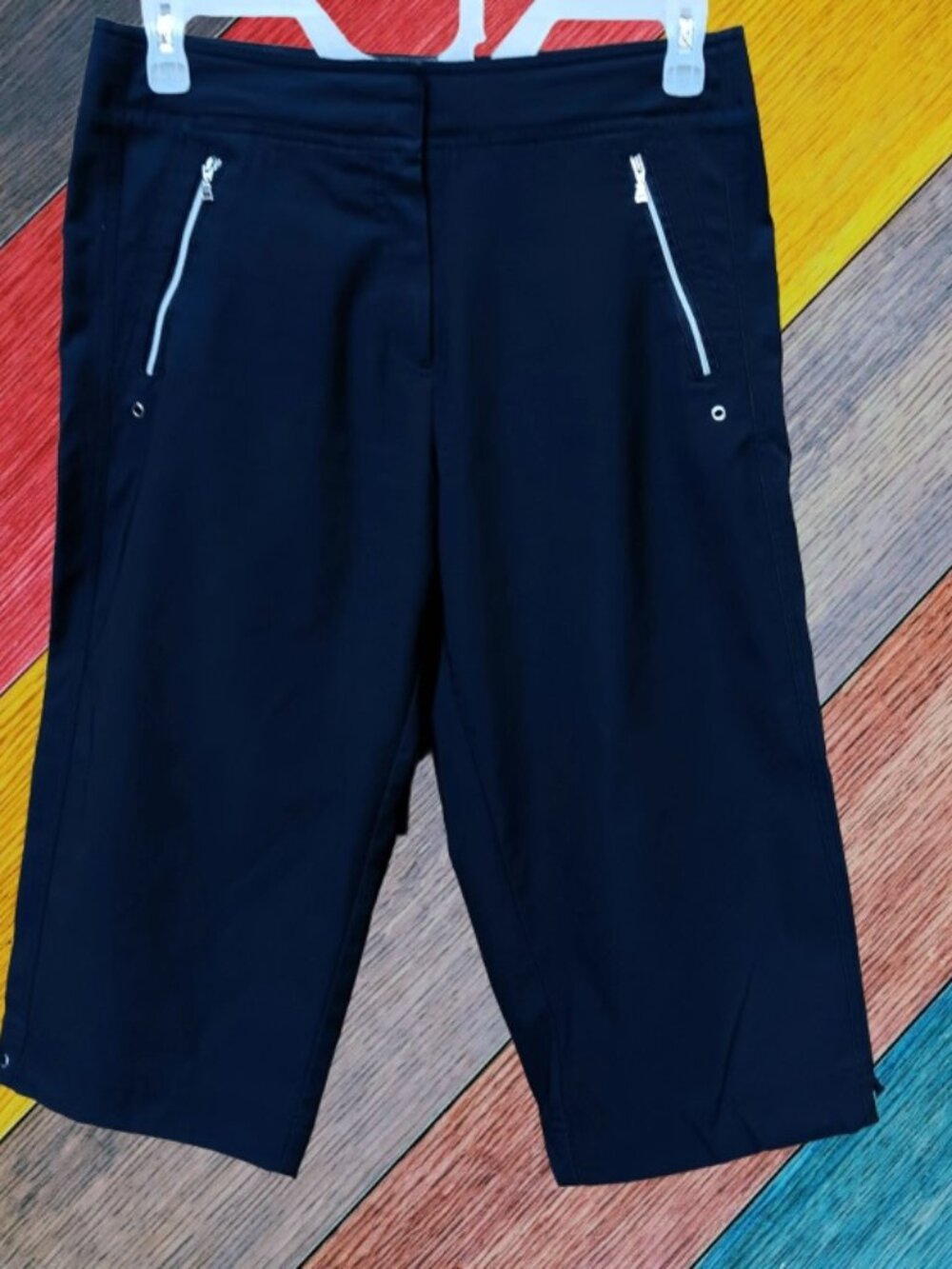 Grand Slam Womens Crop Capri Pants Zipped Pockets Blue Size 10